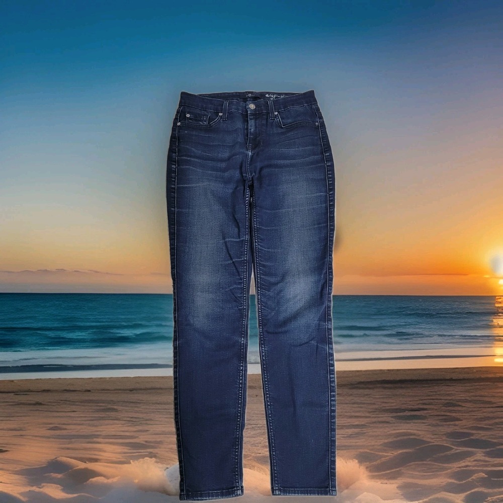 👖7 for all Mankind Jeans Womens 26 The Hight Waist Ankle, Skinny, 28x28 Blue👖